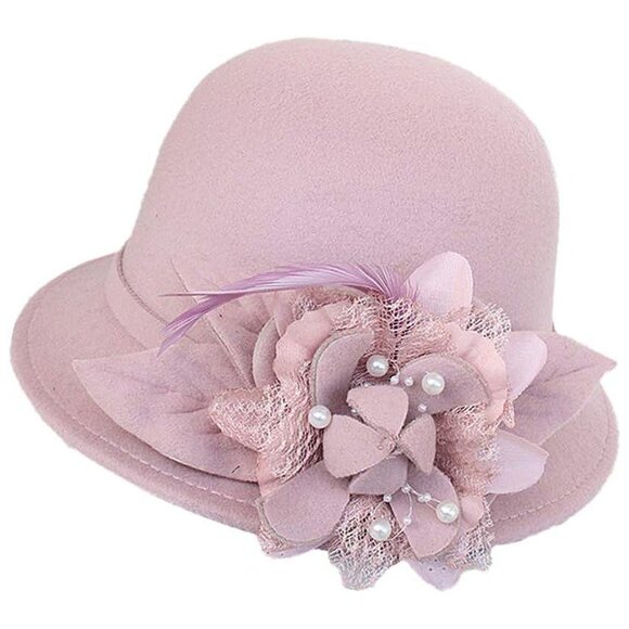 Women's Cloche Hat 1920s Winter Bucket Hat Vintage , : E-pink